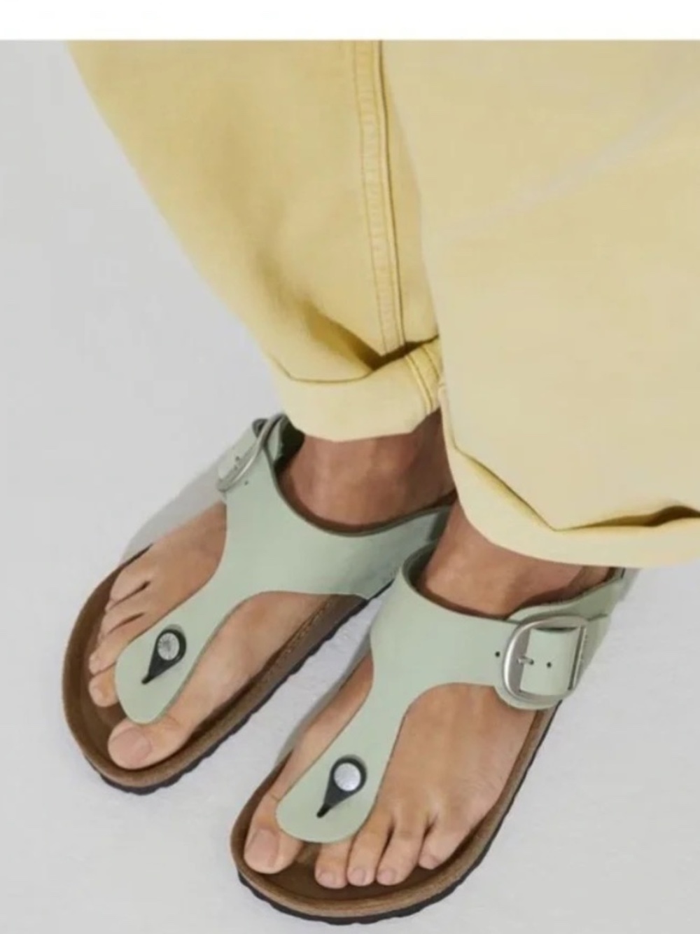 Birkenstock Gizeh Nubuck Leather Big Buckle Sandals Size 37 w/ Box Matcha